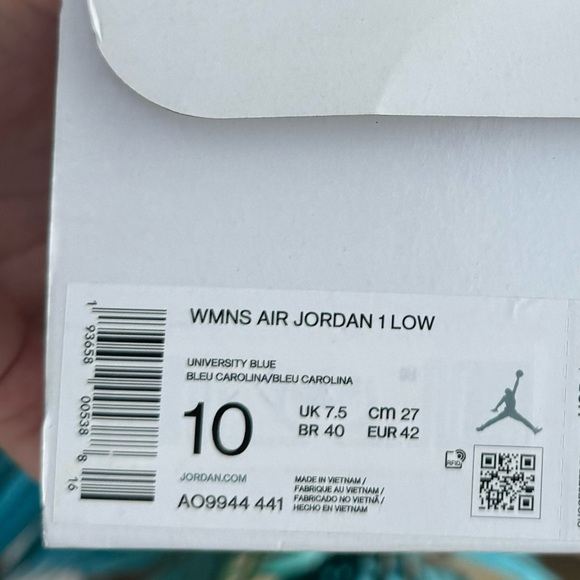Nike Jordan 1 Low UNC (Womens) 2021 Sneakers - Picture 10 of 12